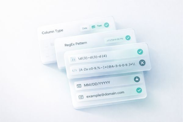 User interface elements for data validation: 