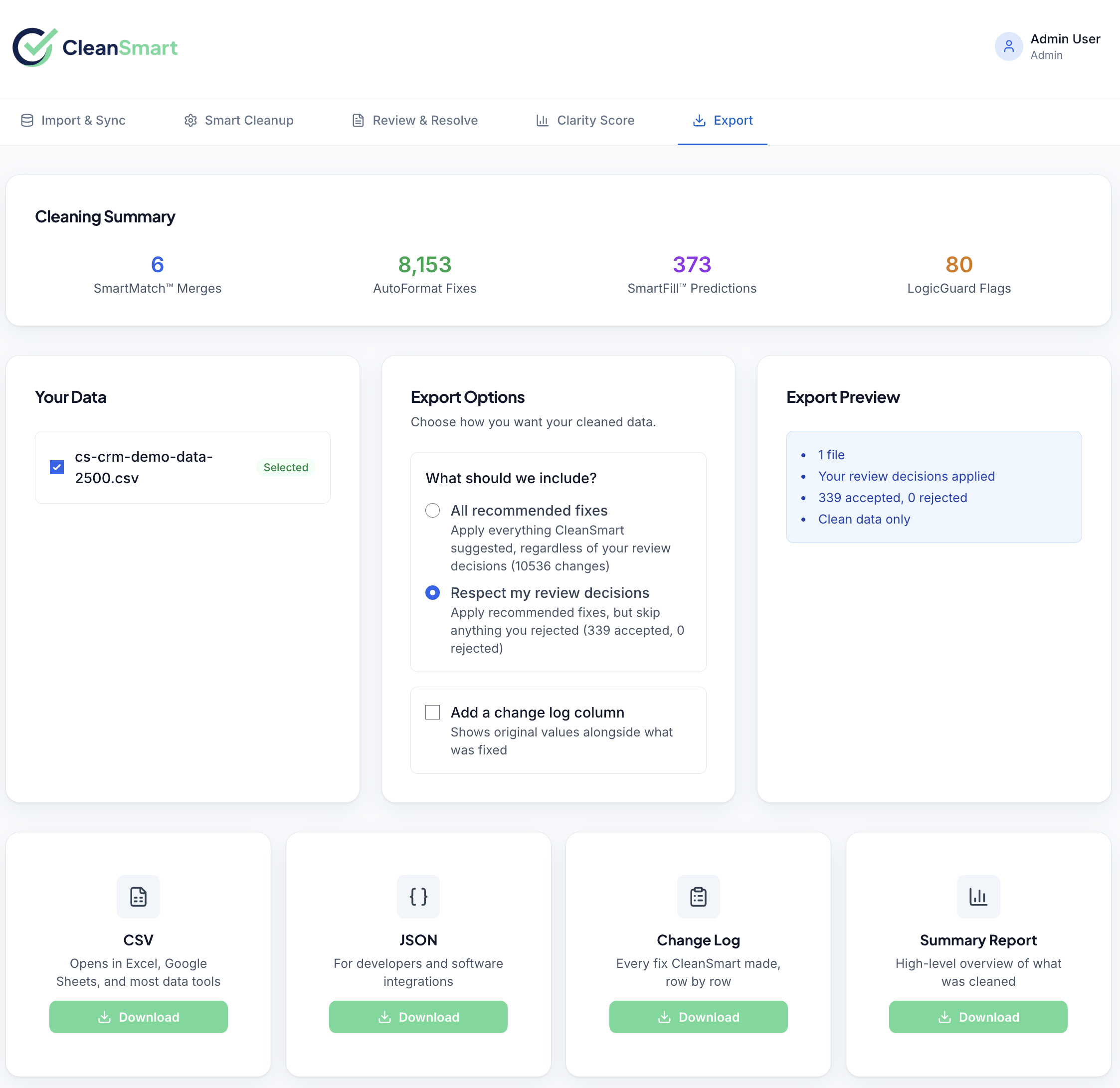 Export interface